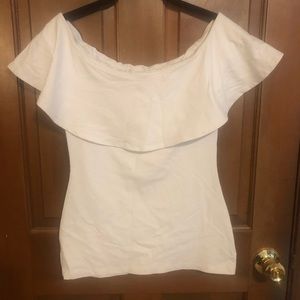 Susana Monaco off shoulder ruffle top in white